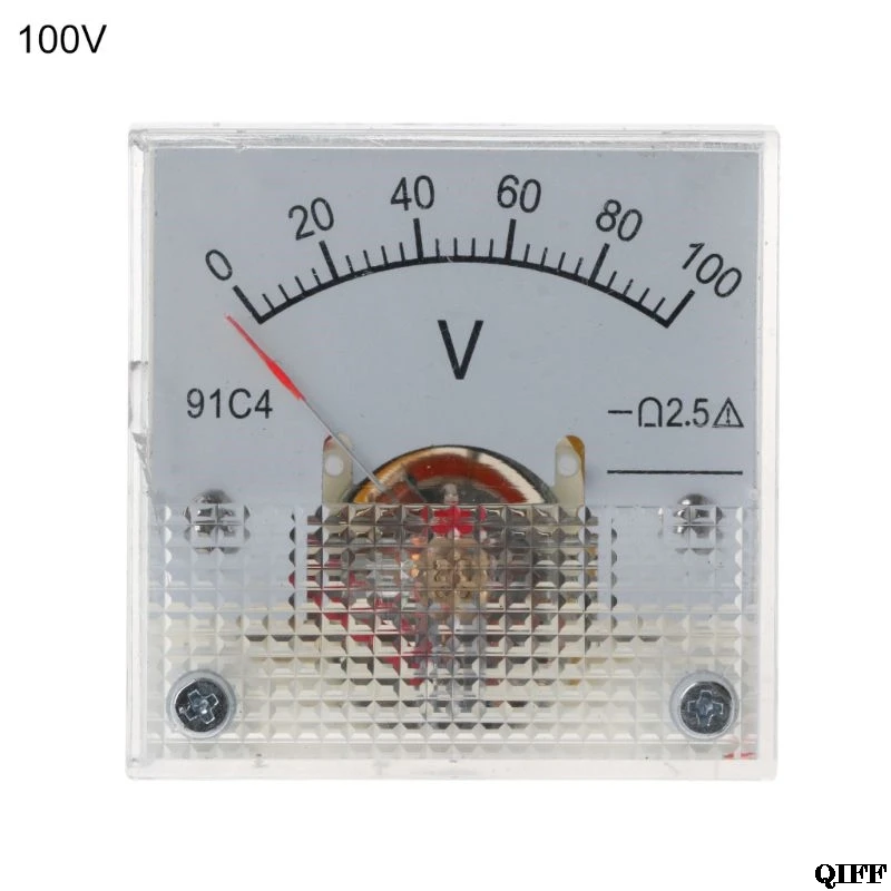91C4 DC Вольтметр аналоговый Панель Напряжение цифровая высокая температура указатель Тип 3/5/10/15/20/30/50/100/150/250V - Цвет: 100V