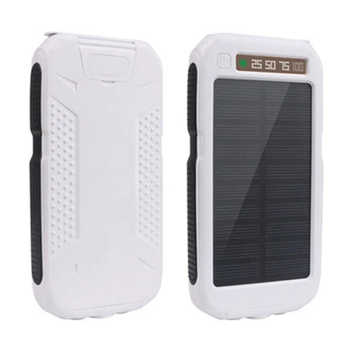 80000mAh Hot Solar Power Bank Waterproof External Battery Portable Outdoor Travel Mobile Phone Charger for Xiaomi Samsung iPhone white