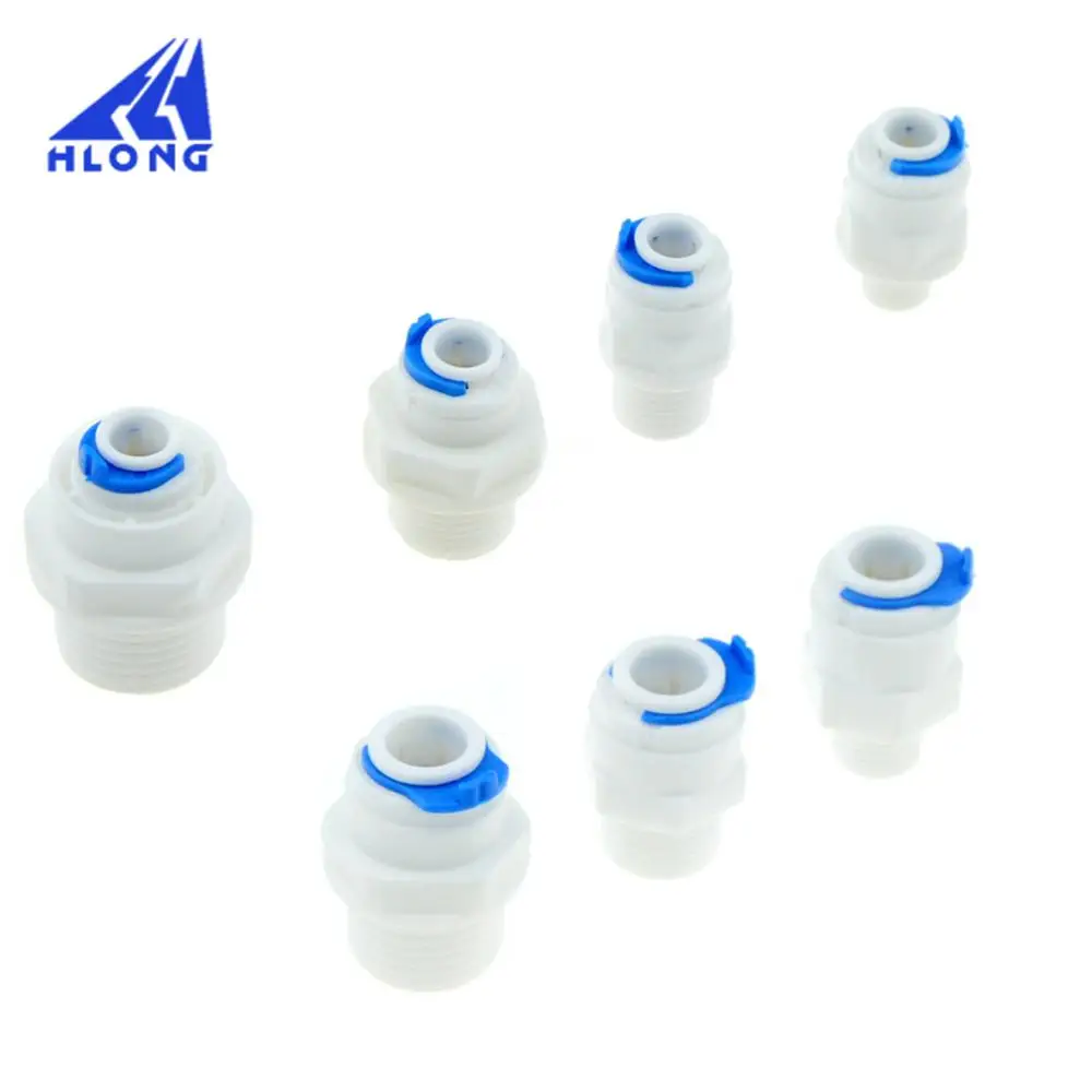 

RO Water Straight Pipe Fitting 1/4 3/8 OD Hose 1/8" 1/4" 1/2" 3/8" BSP Male Thread Plastic Quick Connector System Water Purifies