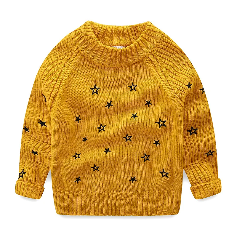 

Kids' Sweater Autumn And Winter New Style Girls Collar Five-pointed Star Embroidery Sweater