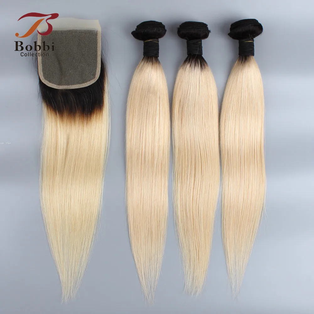BOBBI коллекция Ombre T 1B 613 темный корень Платина блонд 3/4 пучки с закрытием