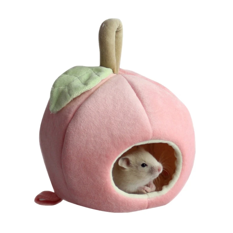 

Small Pet Sleeping Nest Fruit Shape Warm Rabbit Habitat Cave Pink/Green Fleece Hamster Nest Rat Sleeping Bag
