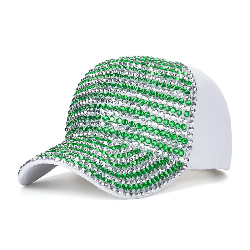 /// Taobao Thousand Diamond White Green Point Drill Full Cotton Baseball Hat B388