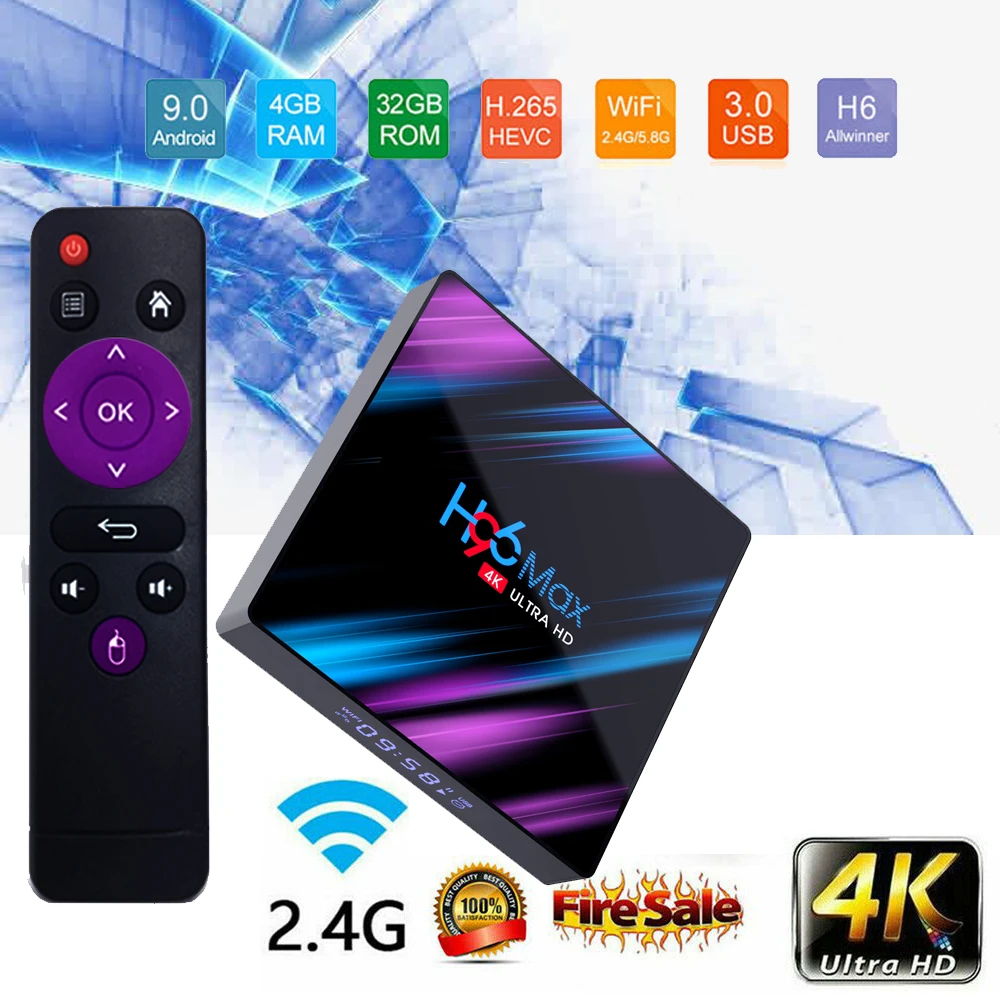 

Smart tv box H96 Max 3318 Android 9.0 Bluetooth 4.0 Built in 2.4G /5G 4GB 64GB Support m3u iptv subscription 3D Android tv box