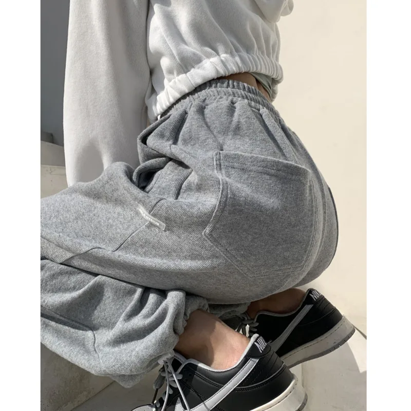High Waist Pants Women's 2021 Spring And Autumn Solid Color Loose Simplicity Casual Sports | Женская одежда