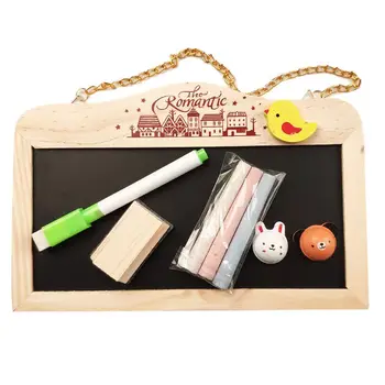 

2 In 1 Kids Wood Blackboard Double Sided Wall Hanging Chalkboard Writting Board