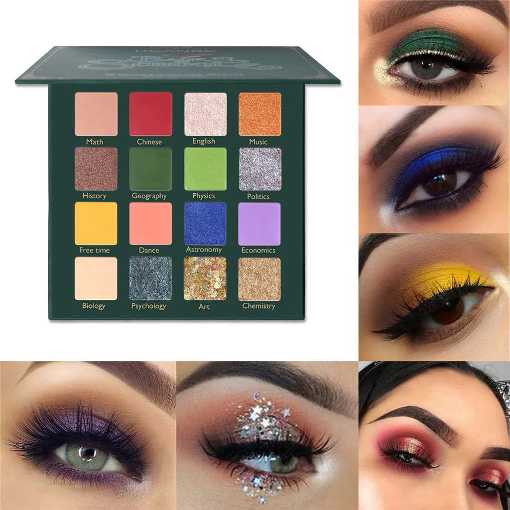 16 цветов блестящие тени для макияжа Pallete матовые тени для век Палитра мерцающие и блестящие алмазные тени для век Пудра пигментная косметика