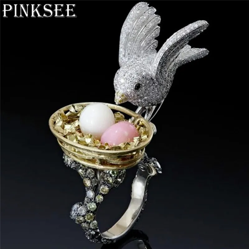 Креативные стильные кольца PINKSEE в виде птичьего гнезда хрустальные тыквы с