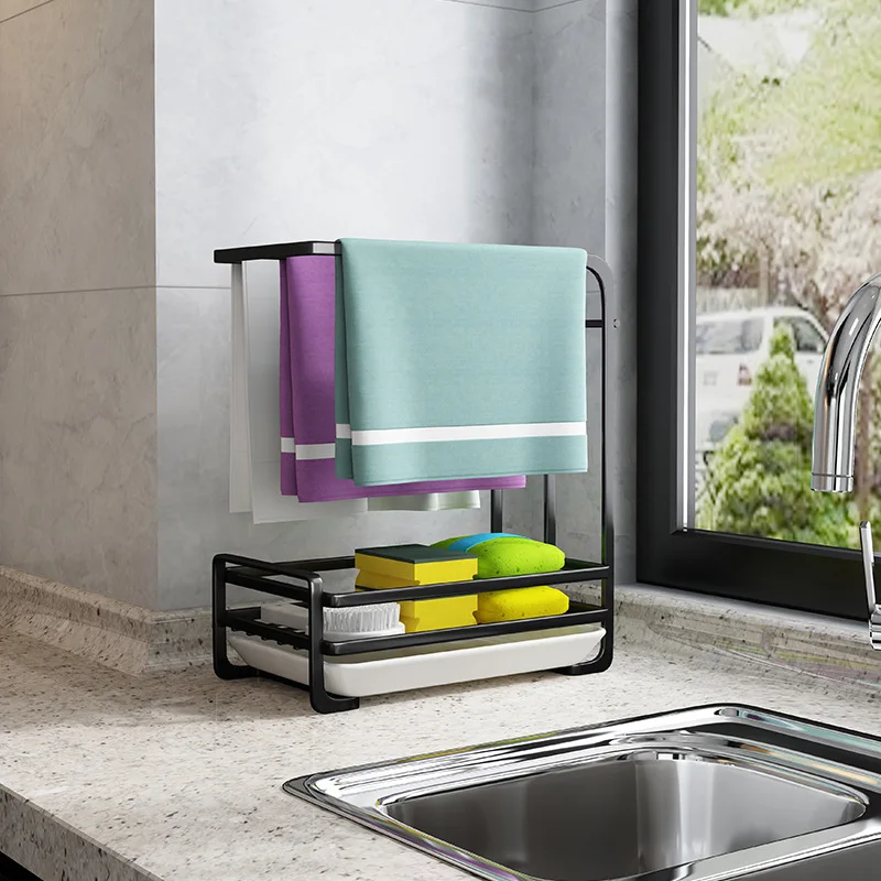 

Kitchen Organizer Dish Clothes Drainer Rack Clean Sponge Holder Rag Storage Hanger Iron Spice Rack Drainer Shelf