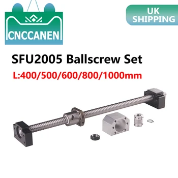 

CNC Ballscrew Set Ball screw SFU2005 End Machined 400mm~1000 mm+ RM2005 Ball Nut + BK15 BF15 End Support+ coupler 6.35x12mm
