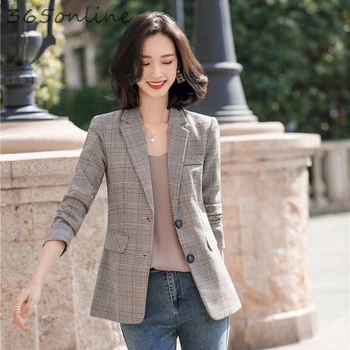 

Novelty Plaid Formal Uniform Styles Blazers and Jackets Coat Long Sleeve Spring Autumn Office Ladies Business Tops Outwear
