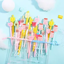 5/8 шт./компл./мешок 0,5 мм фрукты Милая гелевая ручки для школы детские подарочные канцелярские принадлежности для студентов офисные принадлежности клубника Кофе черные чернила