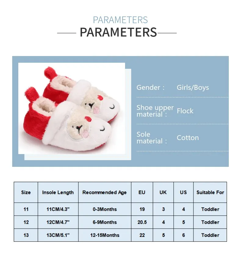 Рождественская Детская обувь; хлопковая Тканевая обувь для малышей с героями мультфильмов; обувь для малышей из хлопчатобумажной ткани без застежки; зимняя обувь для малышей