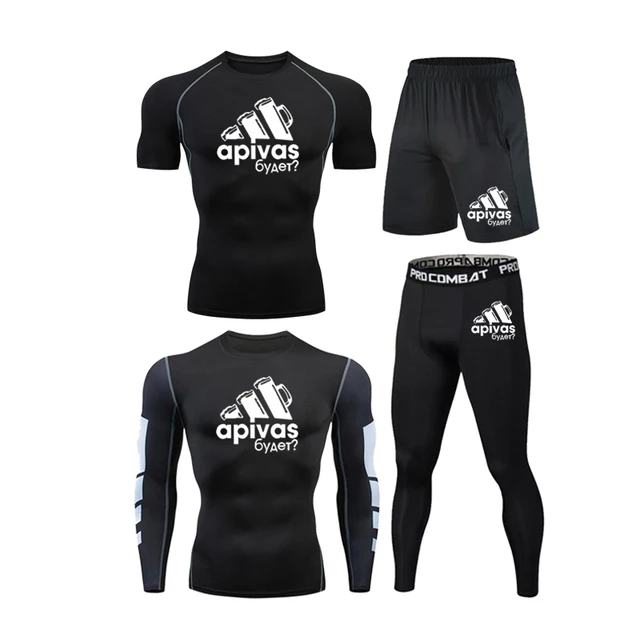 Men Jiu jitsu Rashguard MMA T-shirts Sets Bjj Muay Thai Boxing Jerseys Long Sleeve Boxeo Suit Brand 5Pcs Set Fitness Sport Suits 4Pcs Set