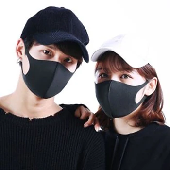 

10pcs Black Mouth Mask Breathable Unisex Sponge Face Mask Reusable Anti Pollution Windproof Face Shield Mouth Cover Wholesale