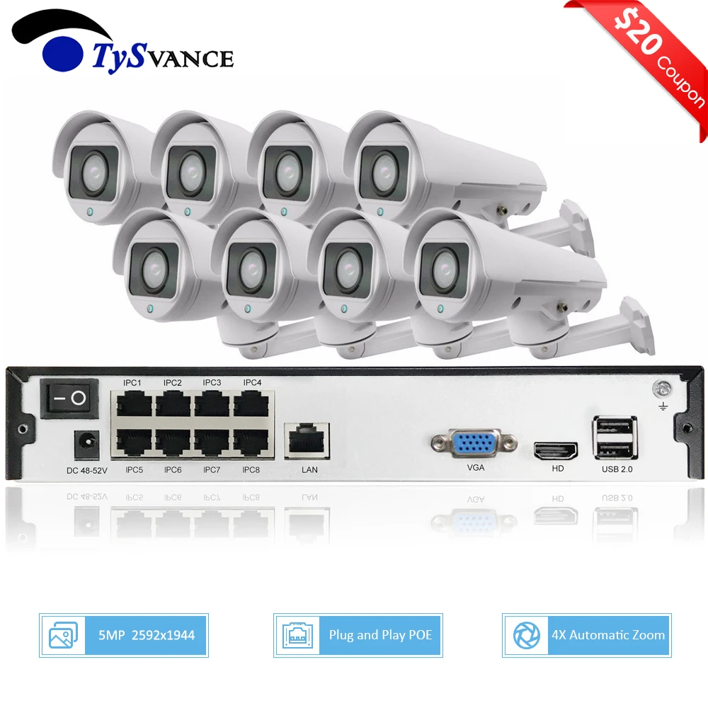 H.265 PTZ 5MP POE 8CH NVR комплект CCTV система IP камера 2 8-12 мм 4X IP66 Открытый Всепогодный 5.0MP