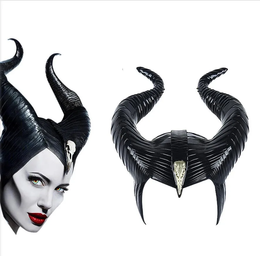 Maleficent: Mistress of Evil cosplay Prop Maleficent головные уборы ПВХ Роговая маска реквизит для Хэллоуина головные уборы шлем вечерние Black queen - Цвет: 1