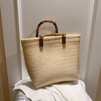 

Casual Beach Bag Big Straw Totes Bag Handmade Woven Women Travel Handbags Luxury Designer Hand Bags 2020 New Summer Ladies
