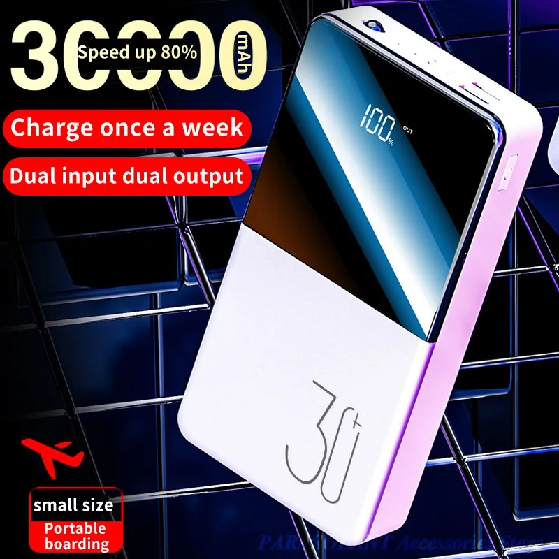 

30000mAh 20000mAh Power Bank Portable External Battery With QC Dual USB Fast Charging Portable Powerbank Charger for Phone