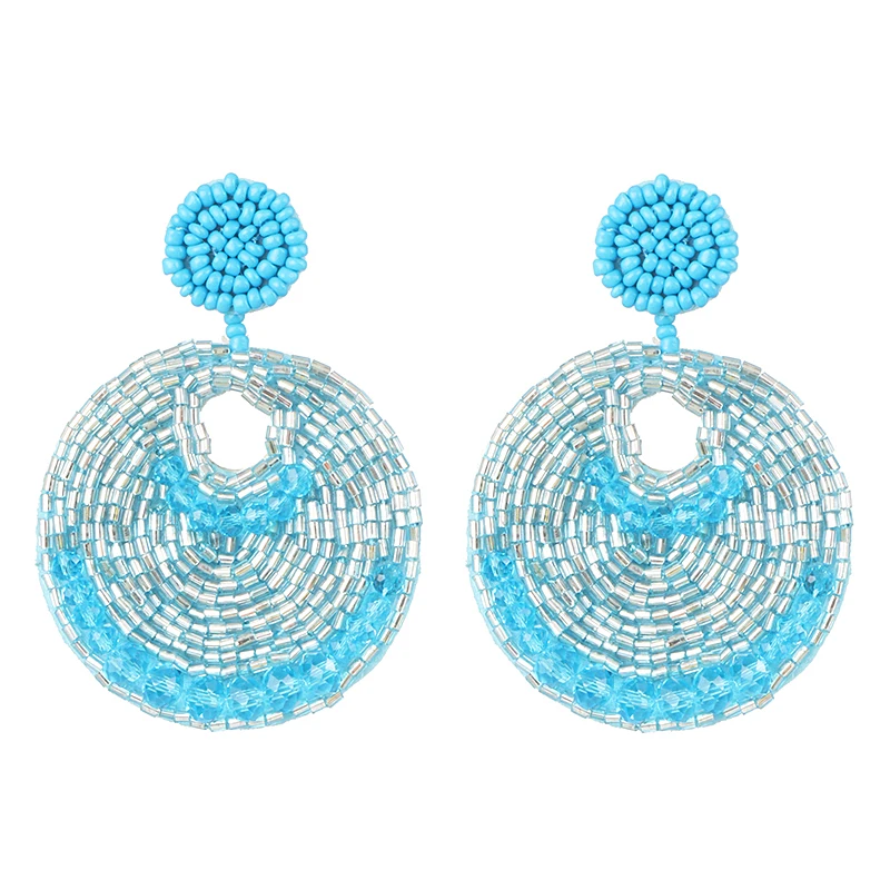 Jujia Boho красочные бисерные серьги-подвески для женщин девочек свадебные украшения ручной работы модные дизайны Висячие Эффектные серьги - Окраска металла: 52521-LB