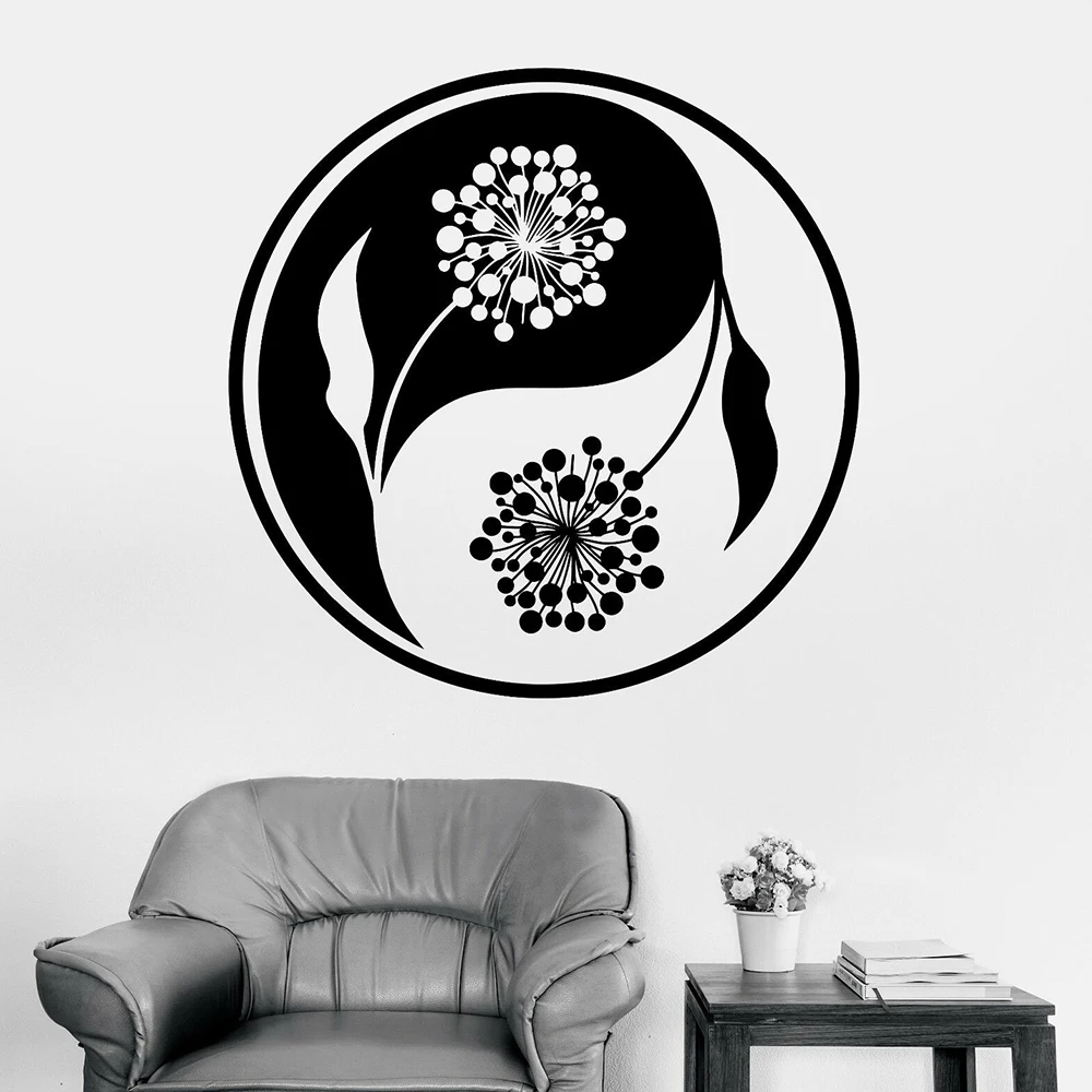Buddha Wall Sticker Yoga Studio Decor Yin Yang Floral Flower Mandala Vinyl Art Decal Home Decoration For Living Room Y989 | Дом и сад