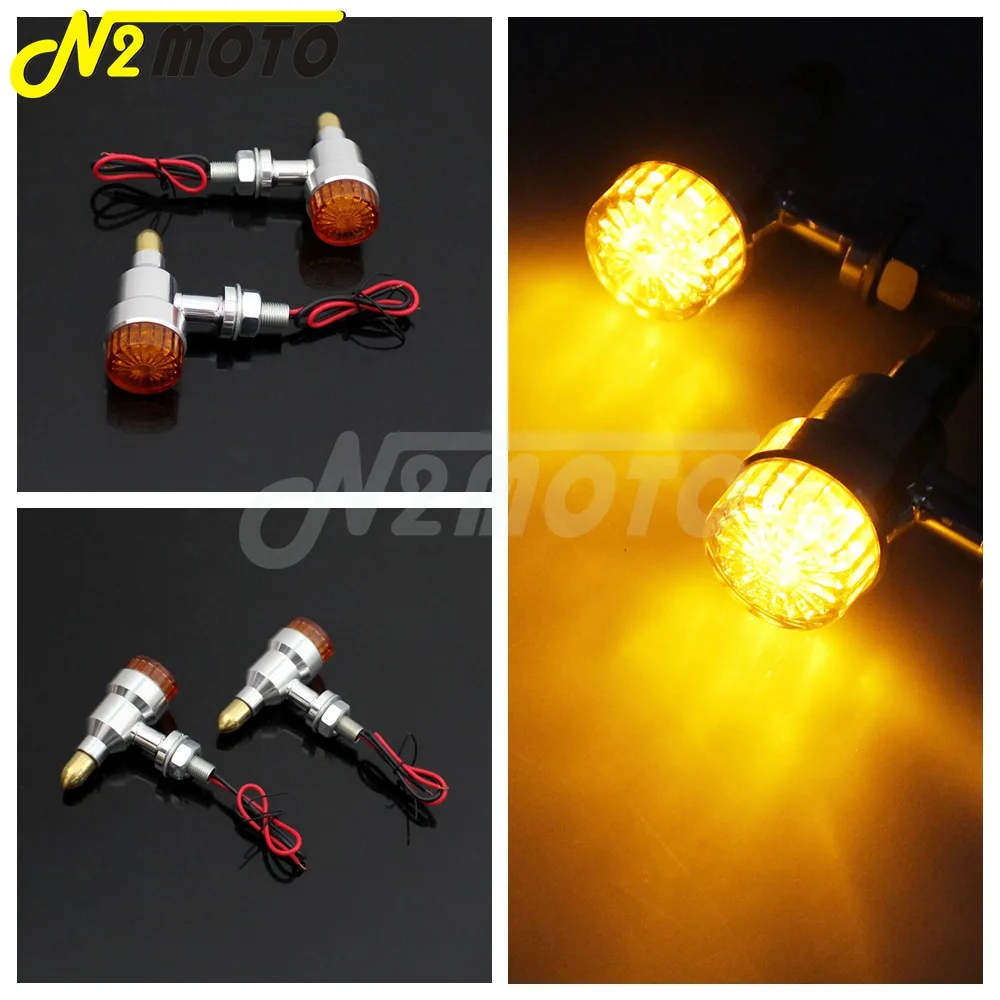 E-Mark Motorcycle 12V Indicator Turn Signal Light Amber Flasher Lights For Harley Sportster Chopper Softail Bobber Universal