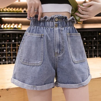 

Vintage High Waist Jeans Shorts Women Flower Bud Hot Pants 2020 Summer Loose 5XL Plus Sized Denim Shorts Ropa De Mujer K5836