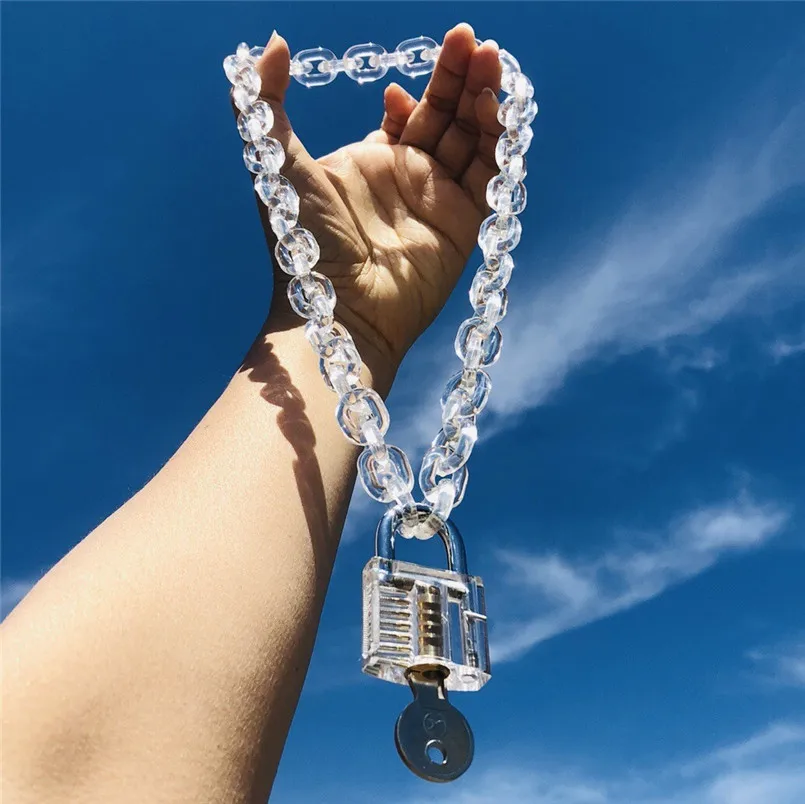 New Punk Metal Lock Transparent Chain 