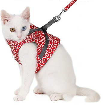

New Cat Traction Rope Household Pet Cat Clothes Suit Polyester Breathable Vest 4 Points Distribution Pull Traction Rope For Cats