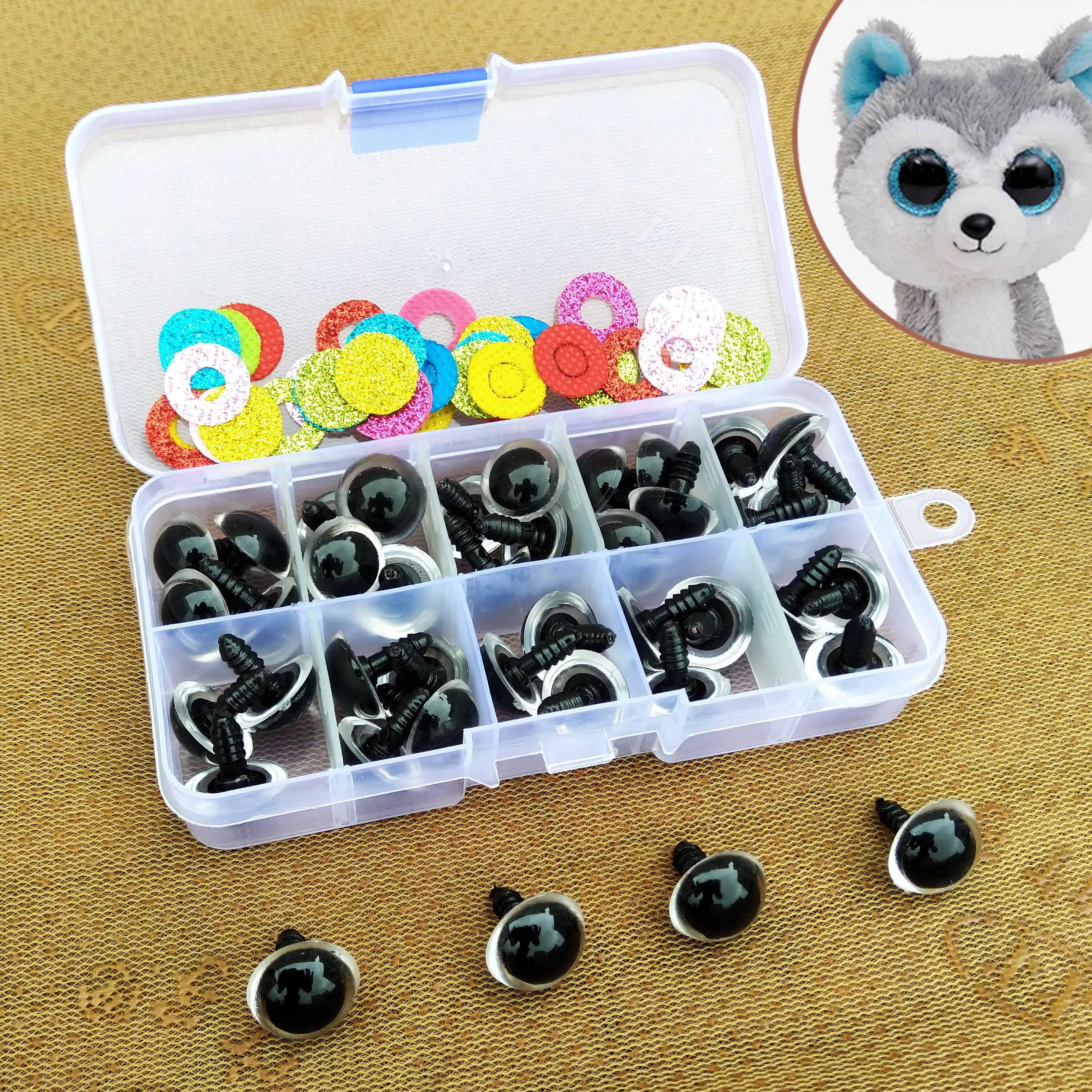 Ojos de muñeca coloridos de plástico de seguridad de 16mm, muñecos de peluche de ganchillo, Ojos de Amigurumi, accesorios de peluche