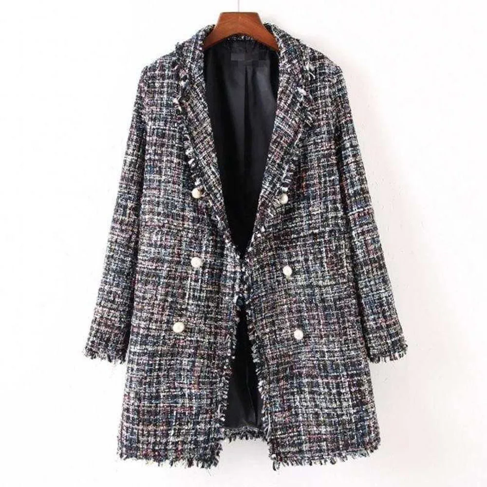 Veste Femme WOOD GREEN Tweed Laine Rose à Carreaux Taille 12 UK - Excellent état
