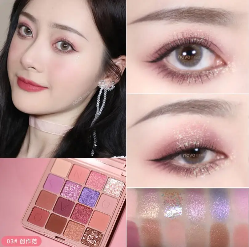 

Novo 16 Color Shimmer Makeup Eyeshadow makeup Pigmented Eye Shadow Palette Glitter Make up Palette T0939