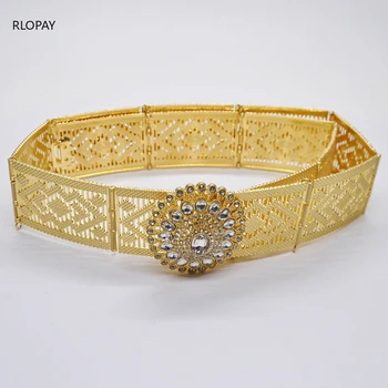 

Metal Bridal Belts with Crystals Hollow Out Flower Bridal Sash Moroccan Trendy Rhinestone Belts Long Chain Waist Belt