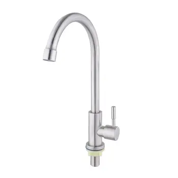 

Rotatable Kitchen Cold Water Slot Sink Basin Faucet Bathroom Tap Stainless Steel Water Valve Single Handle Hole