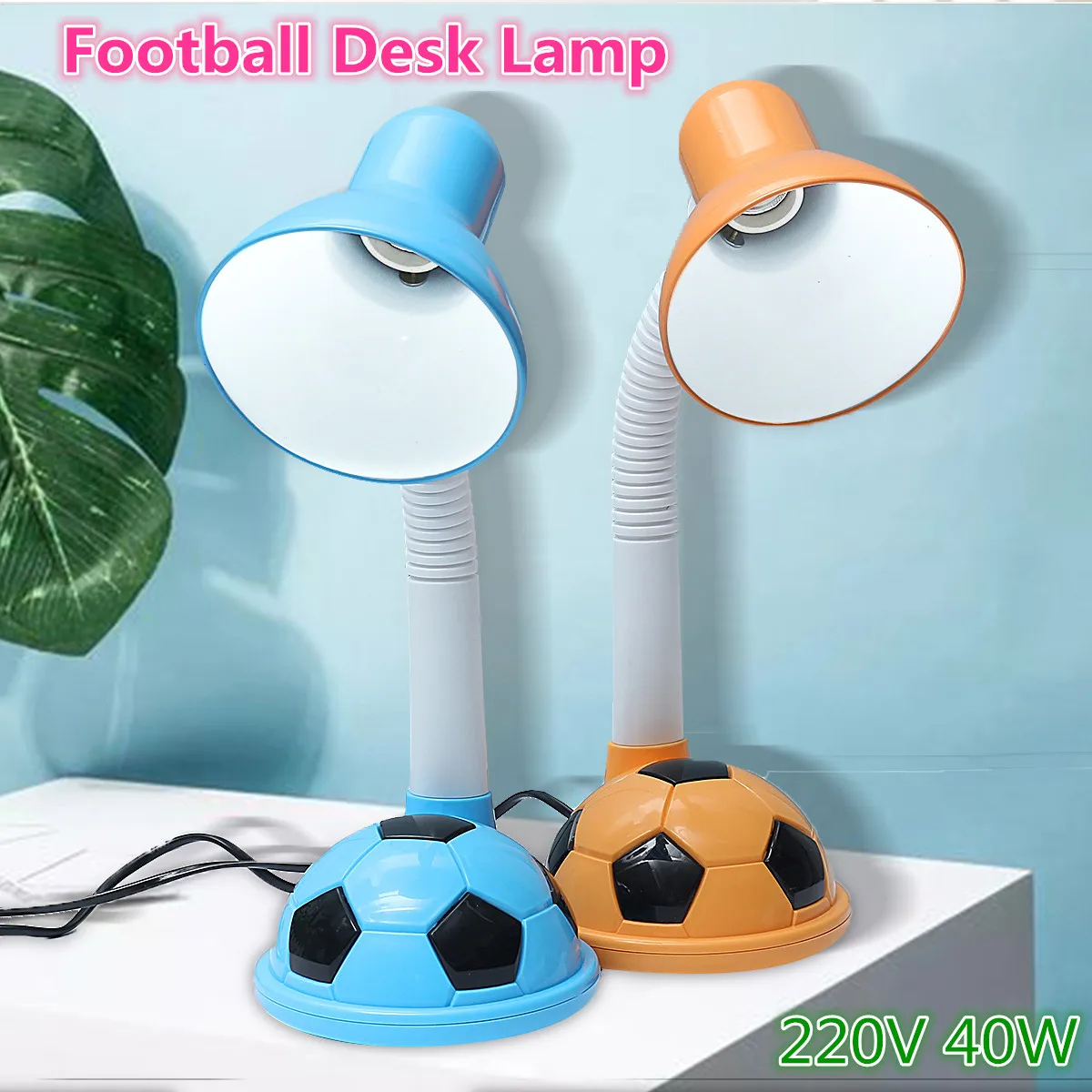

40W 220V Football Desk Lamp Light Eye Protection Flexible Hose Metal Lamp Holder Dormitory Study Bed Reading Lamp Without Bulb
