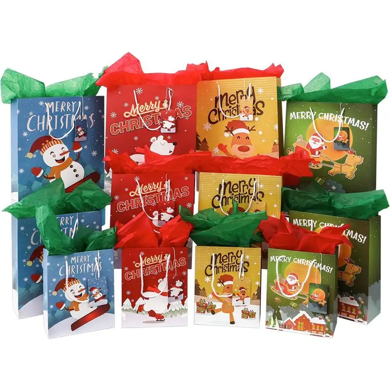 

12PCS Christmas Gift Bags Durable Treat Bags Storage Bag for Friends