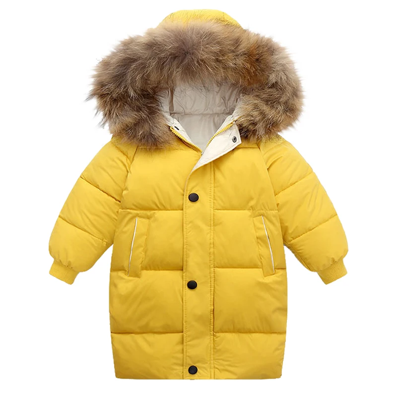 Winter children's hooded plush cotton jacket windbreaker coat New boys and girls medium length Plush waist cotton jacket