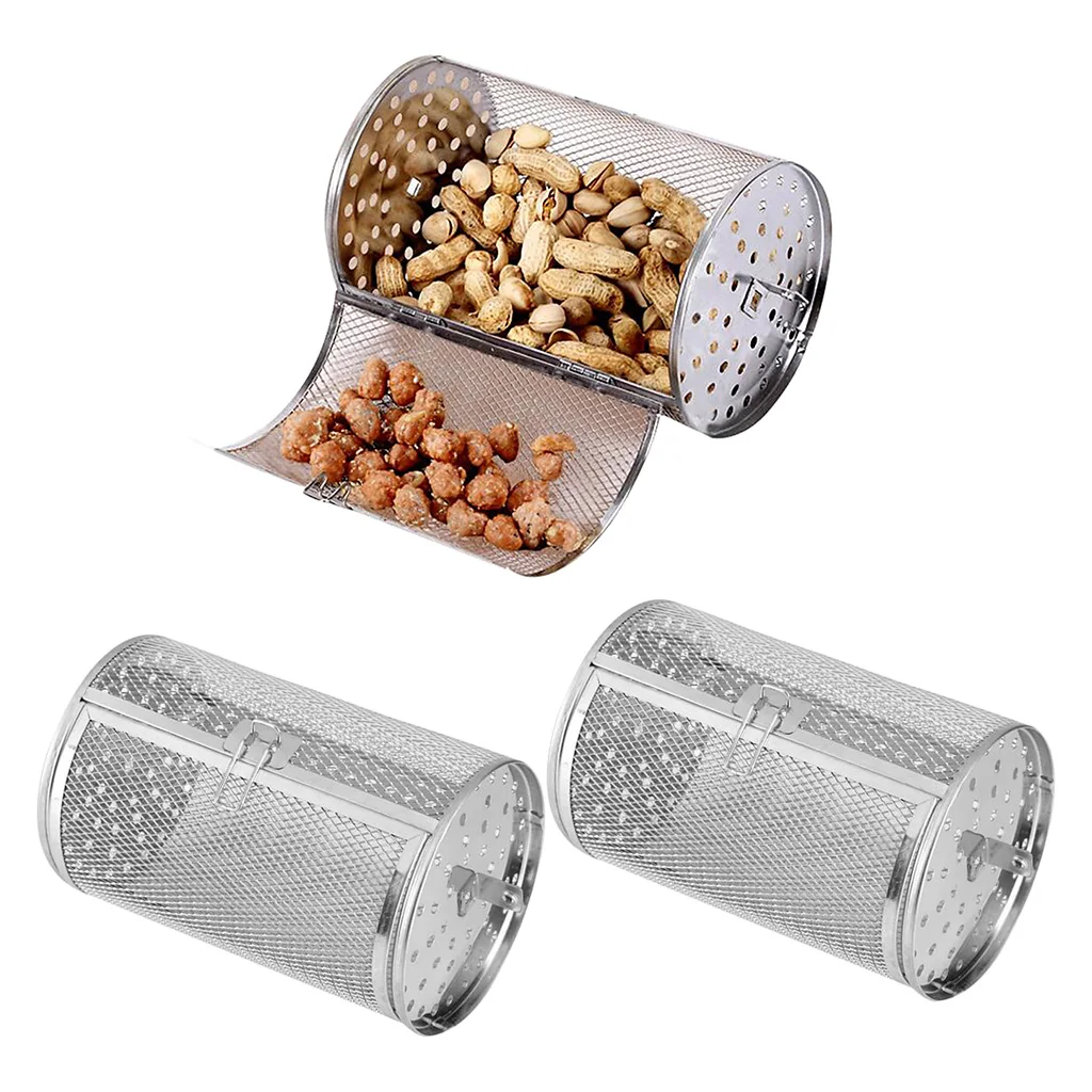 2x Stainless Steel Oven Basket Coffee Beans Baking BBQ Roaster Drum Kitchen