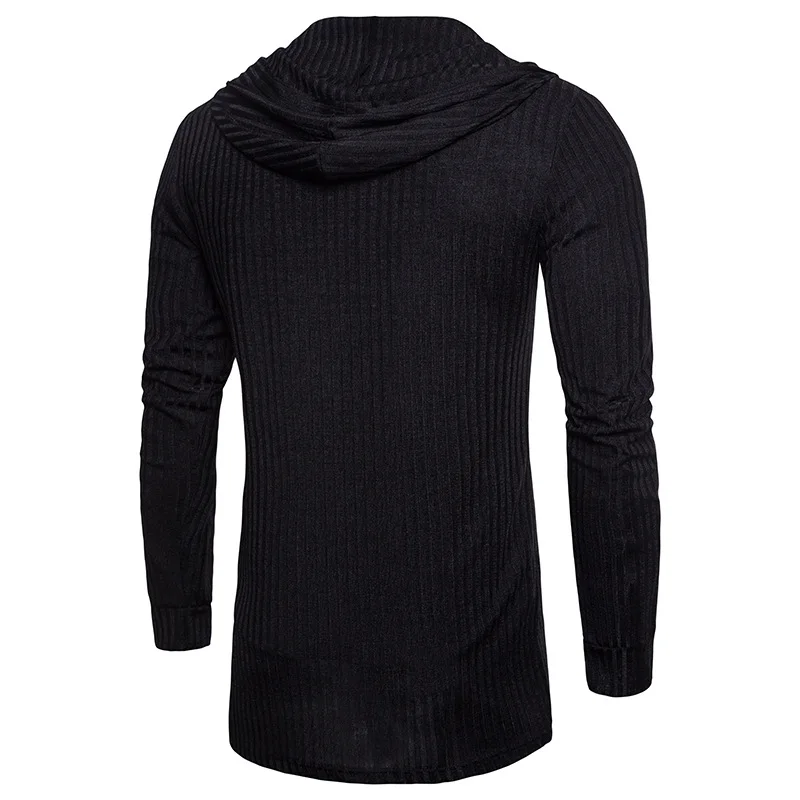 Осенне-зимние повседневные Модные мужские худи шаль свитер длинная линия пальто сплошной цвет вязаный кардиган топ хаки серый черный