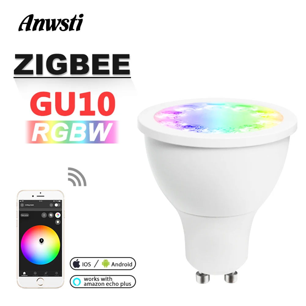 RGBW GU10 Spotlight Smart Home AC 110V 220V Zigbee 3.0 5W LED Light Work with Amazon Echo Plus SmartTing