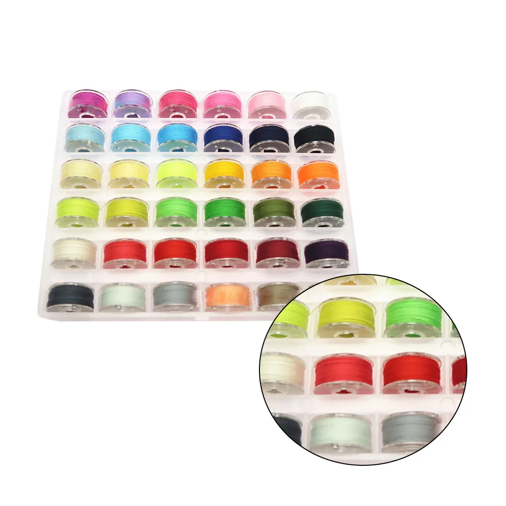 36/50pcs/Set Sewing Bobbins Mixed Color Polyester Sewing Thread Transparent Plastic Bobbin Home Mini Sewing Machine Accessories