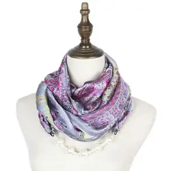 Шелк кулон шарф ожерелье jewellery мягкая ткань хиджабы шарфы feminino Мода жемчужное ожерелье летние винтажные шарфы женские