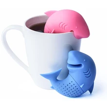 1 шт., новинка, Лидер продаж, силиконовый чай в форме акулы, силиконовый ситечко в форме акулы, фильтр для заварки чая, чайная посуда, полезные чайные аксессуары