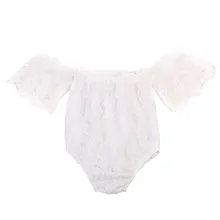 Monos de encaje con hombros descubiertos para niñas pequeñas, trajes de 1 pieza, ropa de verano