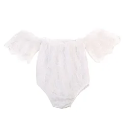 Dropshipping branco princesa bebê meninas rendas fora do ombro bodysuits macacões 1 pieces outfits roupas de verão bodysuits