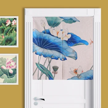 

Taiwan Japan style Chinese lotus flower door curtain hanging living room kitchen living room home decoration bar coffee house