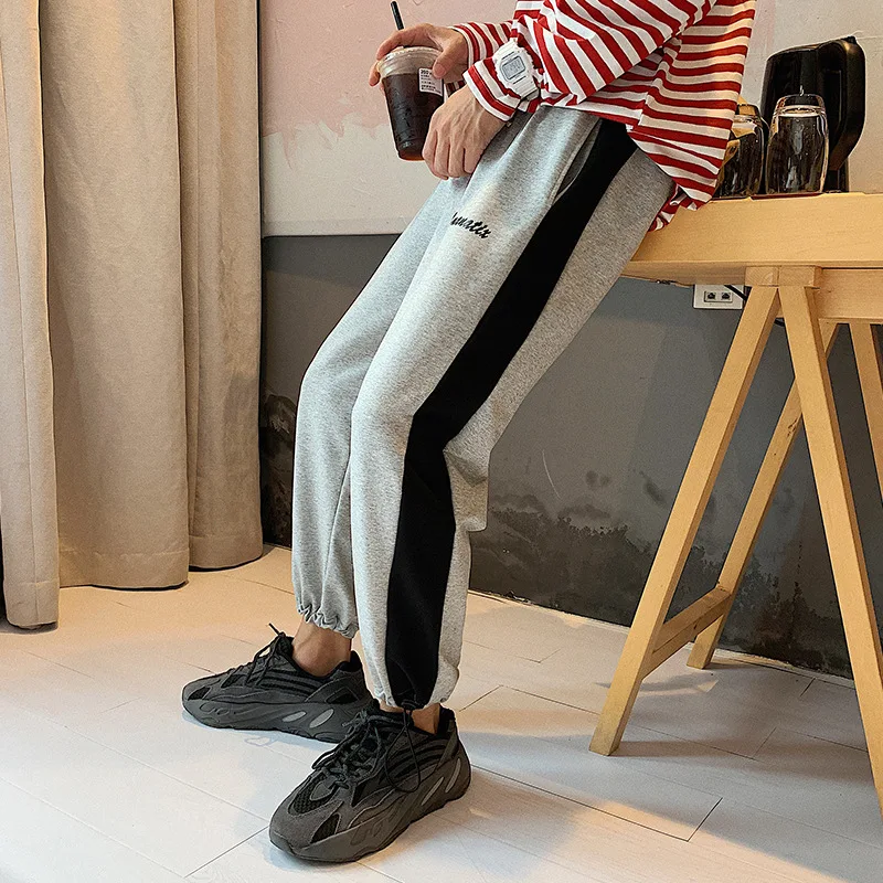 

Large Size @ Hong Kong Style Autumn Sweatpants Stripes Athletic Pants Straight-Cut INS Capri Pants Men's Casual Pants K1257