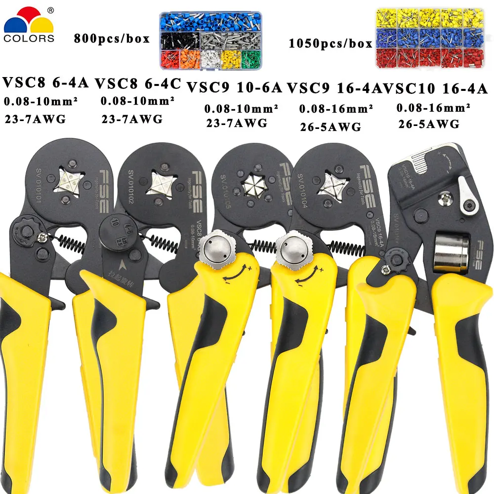 VSC9 16 4A 0 08 мм ^ 2 23 5AWG VSC10 регулируемые точные обжимные плоскогубцы трубка шнур 800/1050