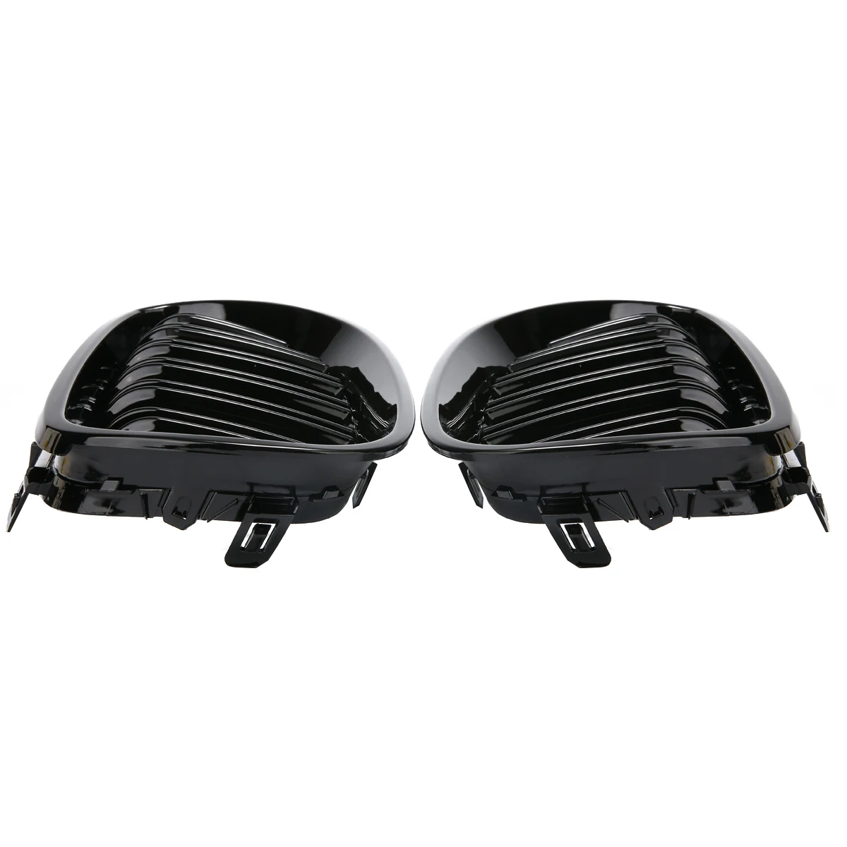 Treyues 1Pair Gloss Black Dual Slats Front Kidney Grille For BMW E60 E61 M5 5 Series 2003-2010 ABS Plastic Grilles Grill