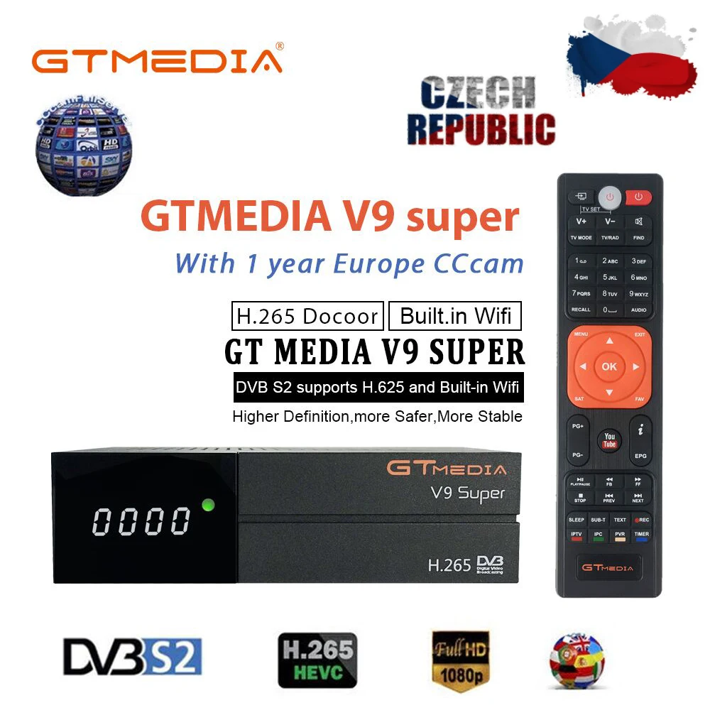 V9 SUPER with CCCAM GTmedia/freesat V9 Супер цифровой ТВ спутниковый ресивер DVB-S2 H.265 DRE& Biss ключ 1 год Испания CCCAM PK Freesat V7 X96 H96 X96 - Цвет: V9 SUPER with CCCAM
